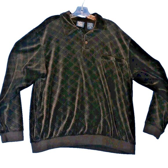 John Blair Vintage Men’s XL Black Velour Polo Sweater – Long Sleeve, Collared - Picture 7 of 7